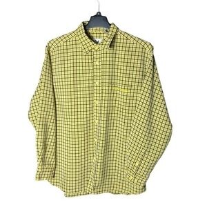 South Pole Mens Shirt Large Yellow Plaid Long Sleeve Button‎ Up